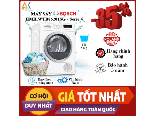 MÁY SẤY TỤ HƠI 8KG HMH.WTB86201SG